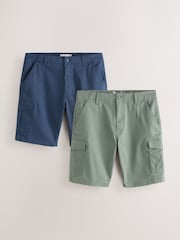 Ink Blue/Sage Green 2 Pack Stretch Cargo Shorts - Image 1 of 12