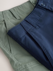 Ink Blue/Sage Green 2 Pack Stretch Cargo Shorts - Image 4 of 12