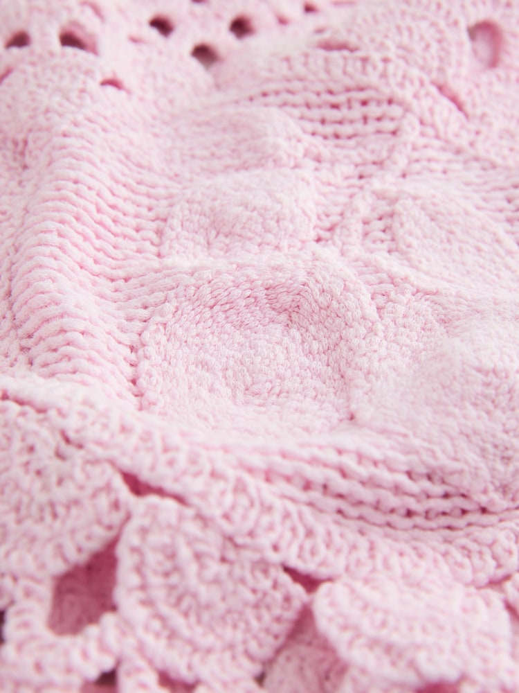 Pink Lemon 100% Cotton Crochet Knitted Tank Top - Image 3 of 3