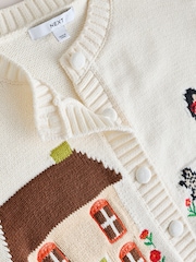 Ecru Cotton Rich House Scene Cardigan - Image 6 of 7
