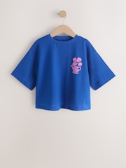 Blau/Blumen - Oversized T-Shirt mit Grafikprint (3-12Jahre) - Bild 4 von 7