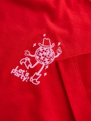 Red Party Oversized Graphic Print T-Shirt (3-16yrs) - Image 6 of 6