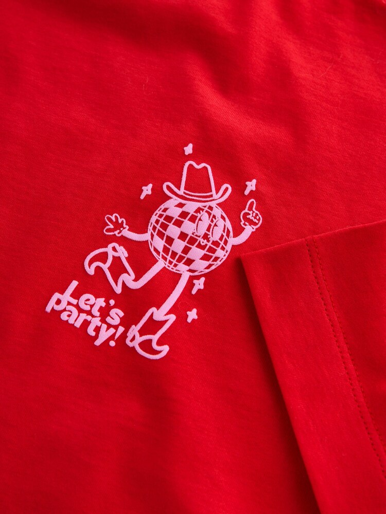 Red Party Oversized Graphic Print T-Shirt (3-16yrs) - Image 6 of 6