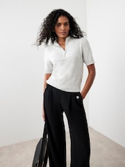 Mint Velvet Grey Short Sleeve Knit Top - Image 2 of 7