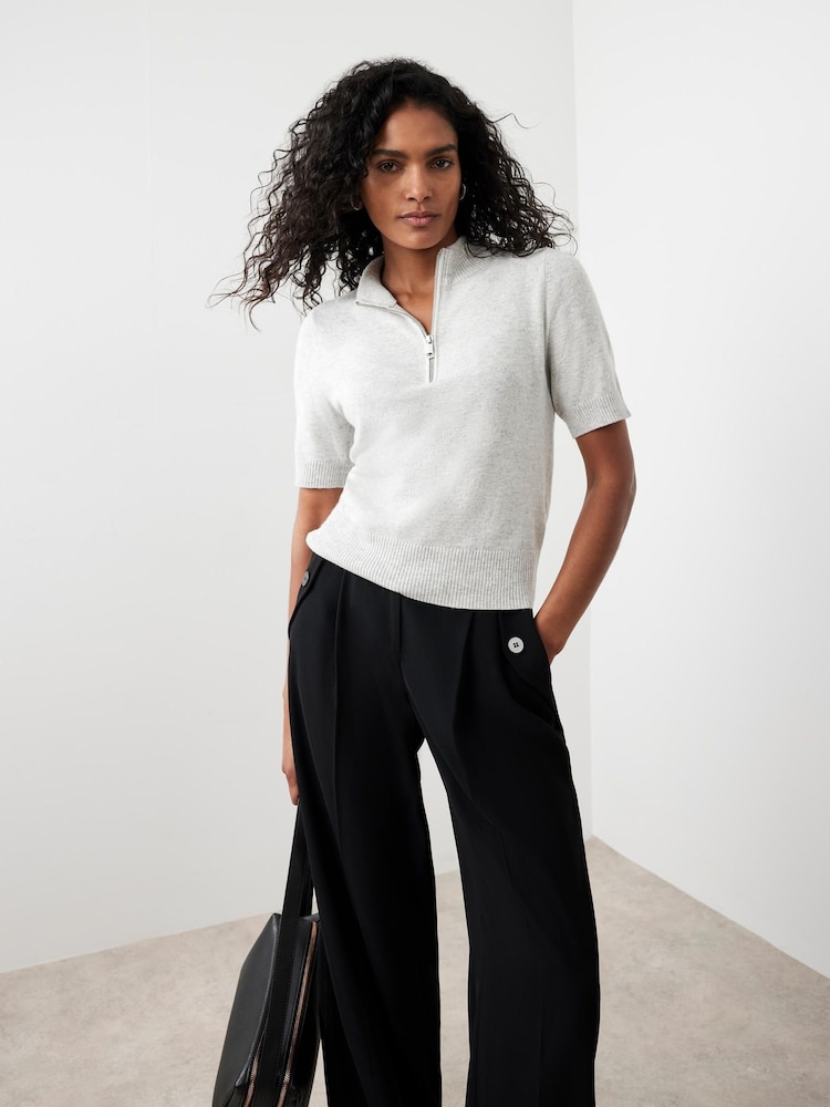 Mint Velvet Grey Short Sleeve Knit Top - Image 2 of 7