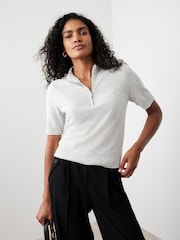 Mint Velvet Grey Short Sleeve Knit Top - Image 3 of 7