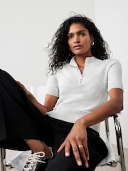 Mint Velvet Grey Short Sleeve Knit Top - Image 4 of 7