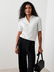 Mint Velvet Grey Short Sleeve Knit Top - Image 5 of 7