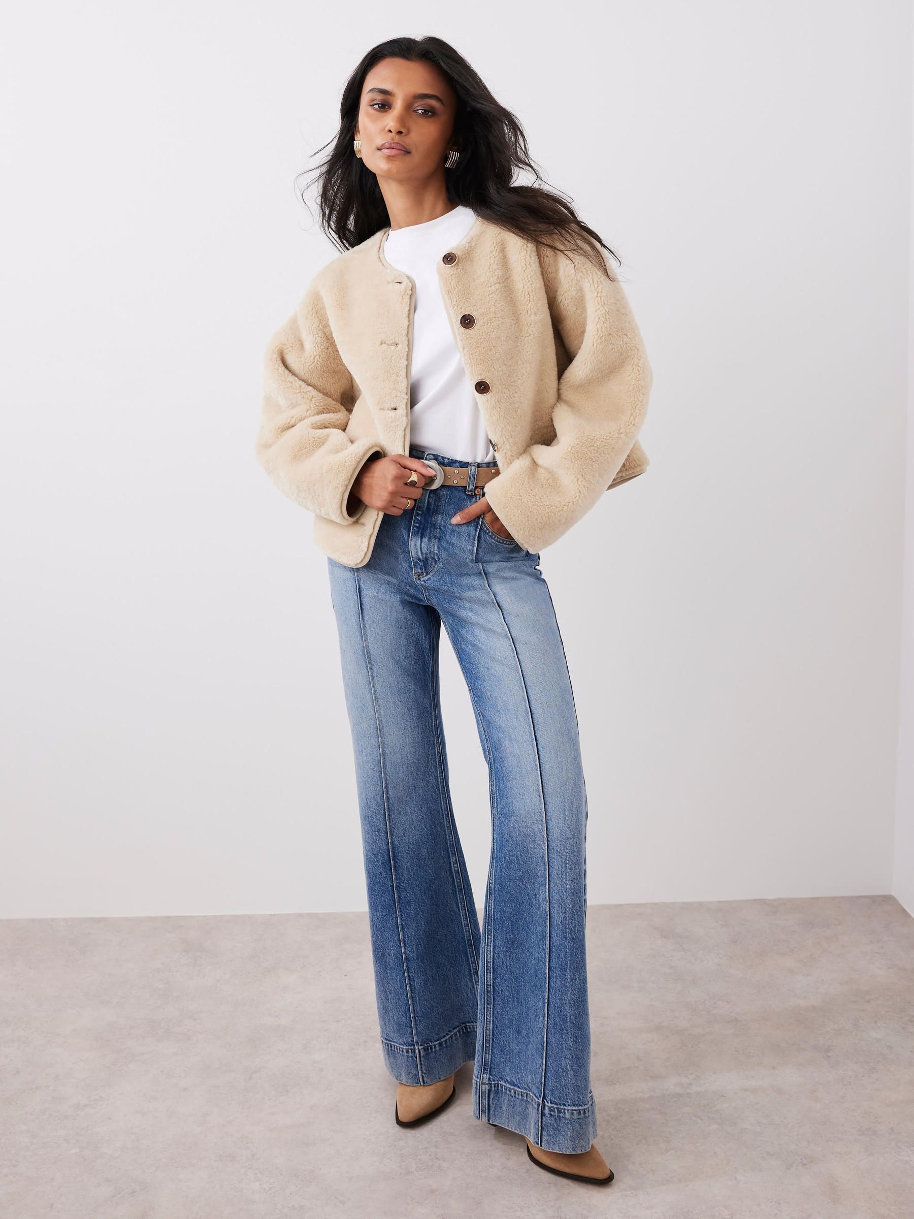 Buy Mint Velvet Natural Tan Borg Collarless Jacket from Next USA