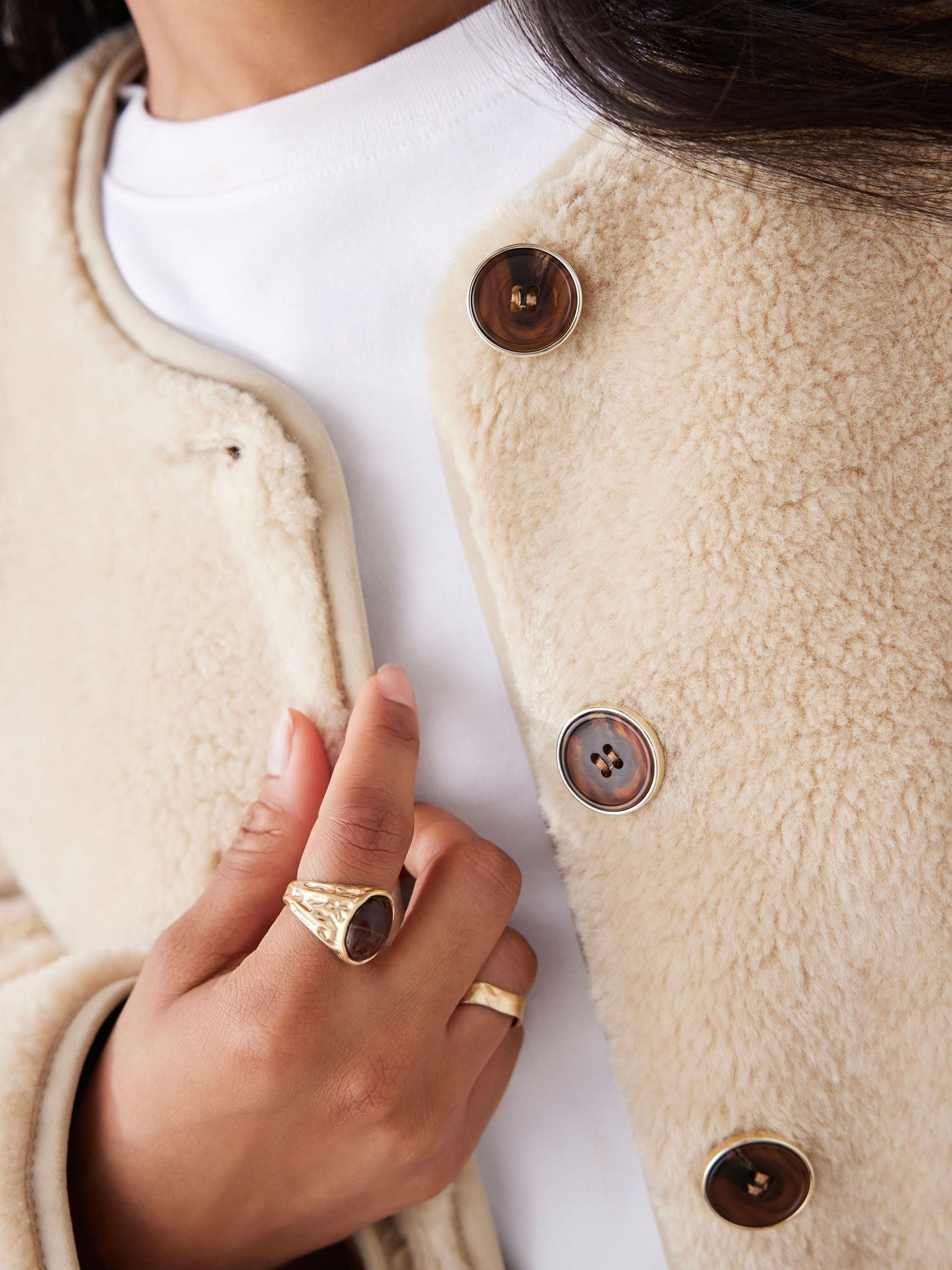Buy Mint Velvet Natural Tan Borg Collarless Jacket from Next USA
