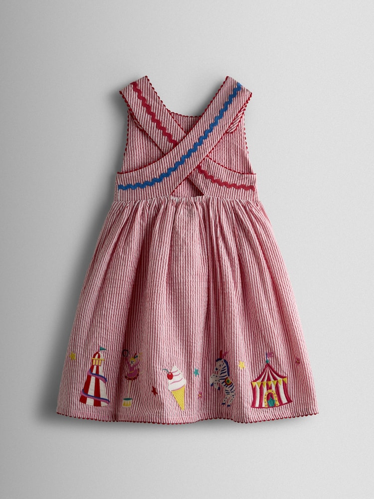 Red Fairground - JoJo Maman Bébé Cross Back Appliqué Sundress - Imaginea 2 din 4