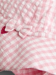 JoJo Maman Bébé Pink Strawberry Embroidered Frill Romper & Hat Set - Image 7 of 7