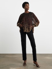 Joanna Hope Animal Pleated Chiffon Blouse - Image 1 of 4