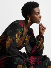 Joanna Hope Volume Sleeve Tiered Maxi Black Dress - Image 3 of 4