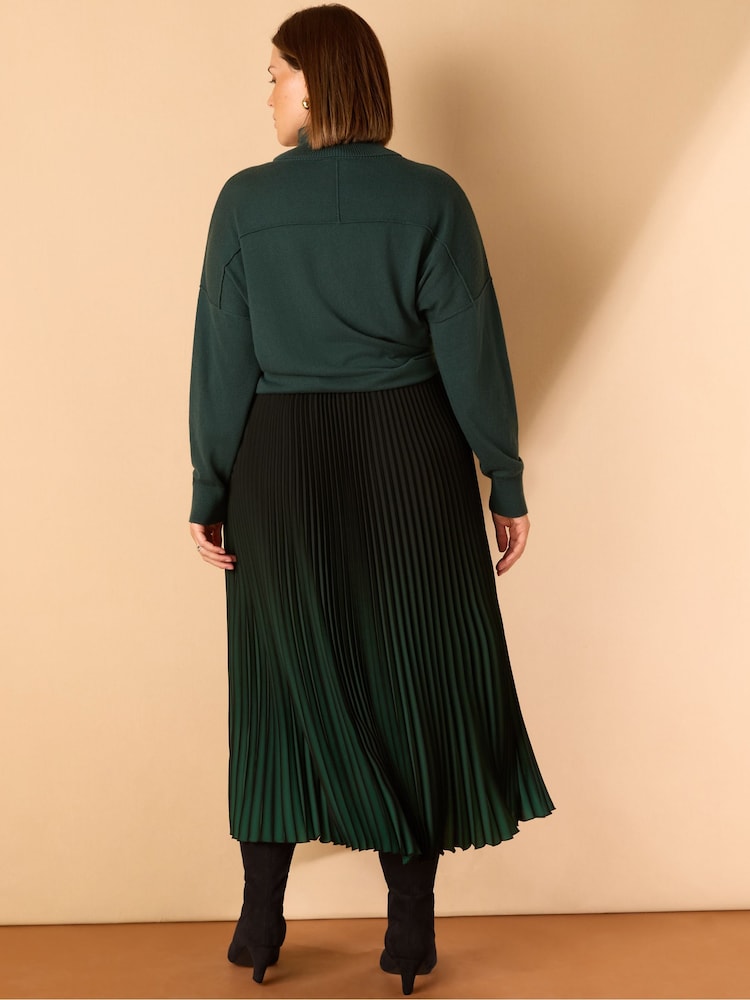 Live Unlimited Green Curve Ombre Pleated Skirt - Image 2 of 6 Live Unlimited Green Curve Ombre Pleated Skirt - Image 2 of 6