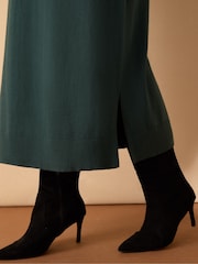 Live Unlimited Green Curve V-Neck Knit Jumper Dress - Image 4 of 4