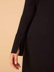 Live Unlimited Black Polo Collar Jersey Midi Dress - Image 4 of 5