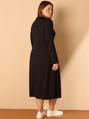 Live Unlimited Black Polo Collar Jersey Midi Dress - Image 5 of 5