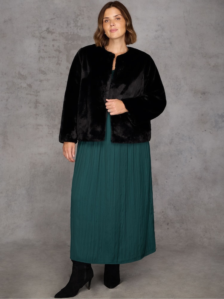 Live Unlimited Green Curve Woven Jersey Mix Dress - Image 9 of 9