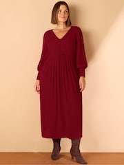 Live Unlimited Red Curve Lace Up Blouson Sleeve Midi Dress - Image 1 of 1
