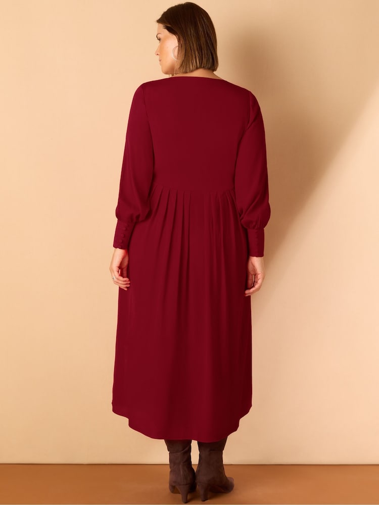 Live Unlimited Curve Lace Up Blouson Sleeve Midi Dress - صورة 2 من 3