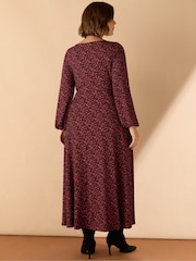Live Unlimited Ditsy Puff Sleeve Pleated Wrap Dress - صورة 2 من 3