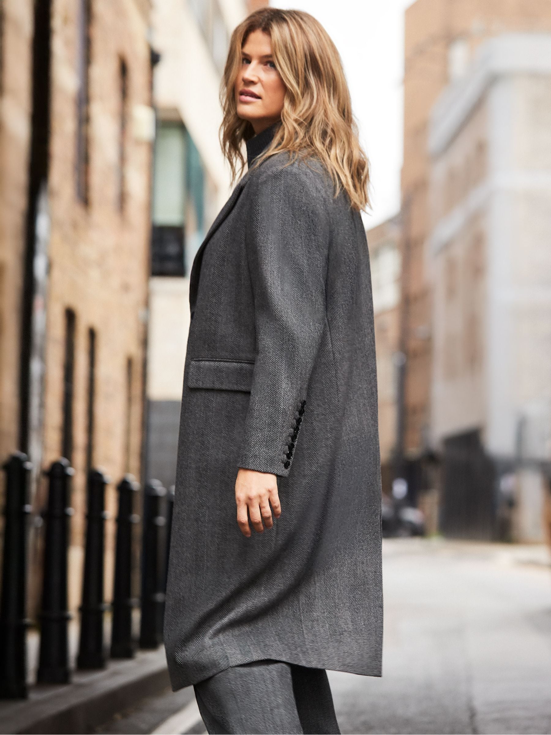 Buy Live Unlimited Grey Herringbone Wool Blend Tailored Coat from Buy Live Unlimited Grey Herringbone Wool Blend Tailored Coat from