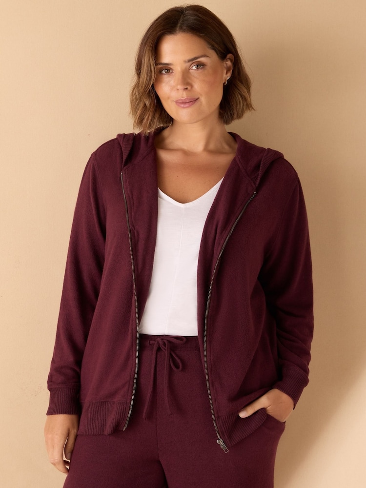 Live Unlimited Red Curve Burgundy Supersoft Zip Hoodie - Image 1 of 5