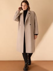 Live Unlimited Cream Curve - Oatmeal Double faced Coat - Image 2 of 4