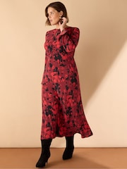 Live Unlimited Curve Abstract Print Ruched Front Maxi Dress - صورة 7 من 7