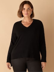Live Unlimited Black Curve V-Neck Knit Jumper - Image 4 of 5