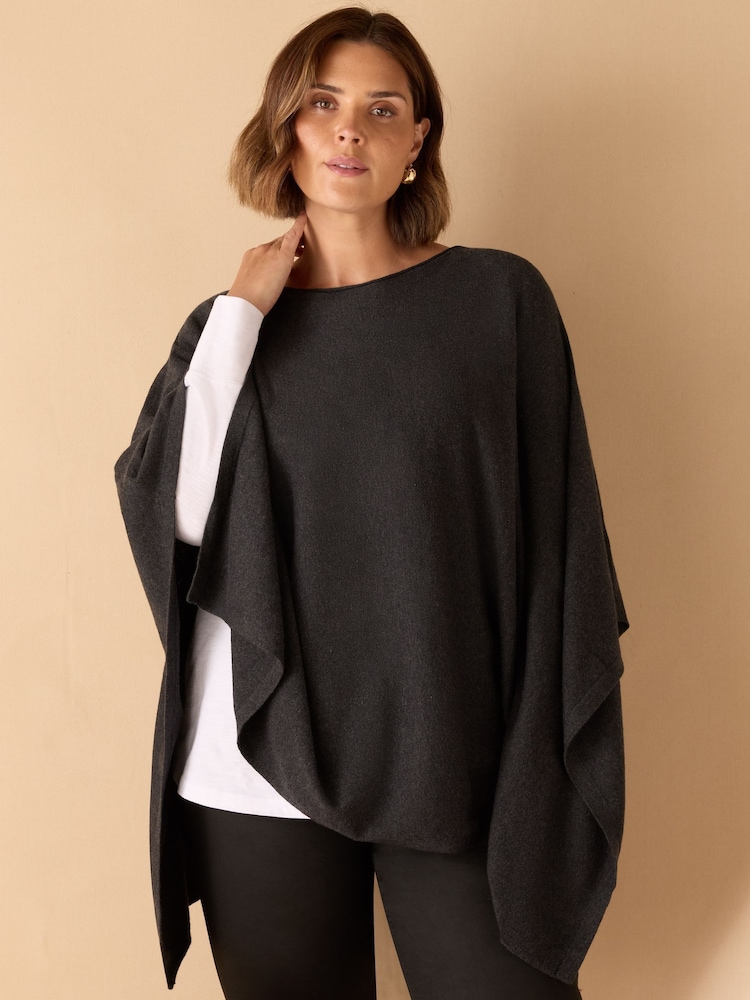 Live Unlimited Grey Live Unlimited Curve - Grey Poncho - Image 2 of 3 Live Unlimited Grey Live Unlimited Curve - Grey Poncho - Image 2 of 3
