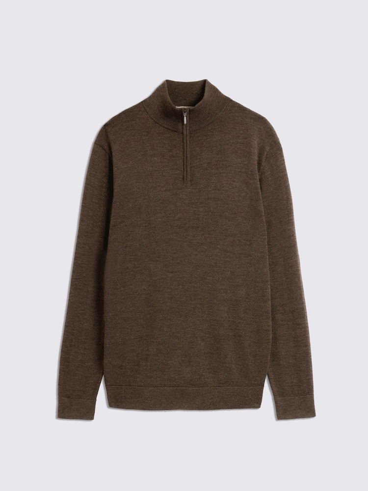 بني - كنزة من مزيج صوف ميرينو بسحاب رقبة من MOSS - صورة 4 من 4 بني - كنزة من مزيج صوف ميرينو بسحاب رقبة من MOSS - صورة 4 من 4