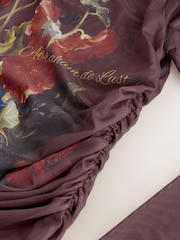 Ashmolean Museum Chocolate Floral Print - Ruched Mesh Long Sleeve Top - Imagen 8 de 8