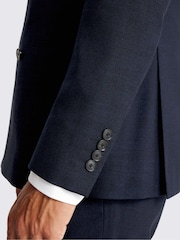 MOSS Slim Fit Navy Blue Puppytooth Jacket - Image 3 of 4
