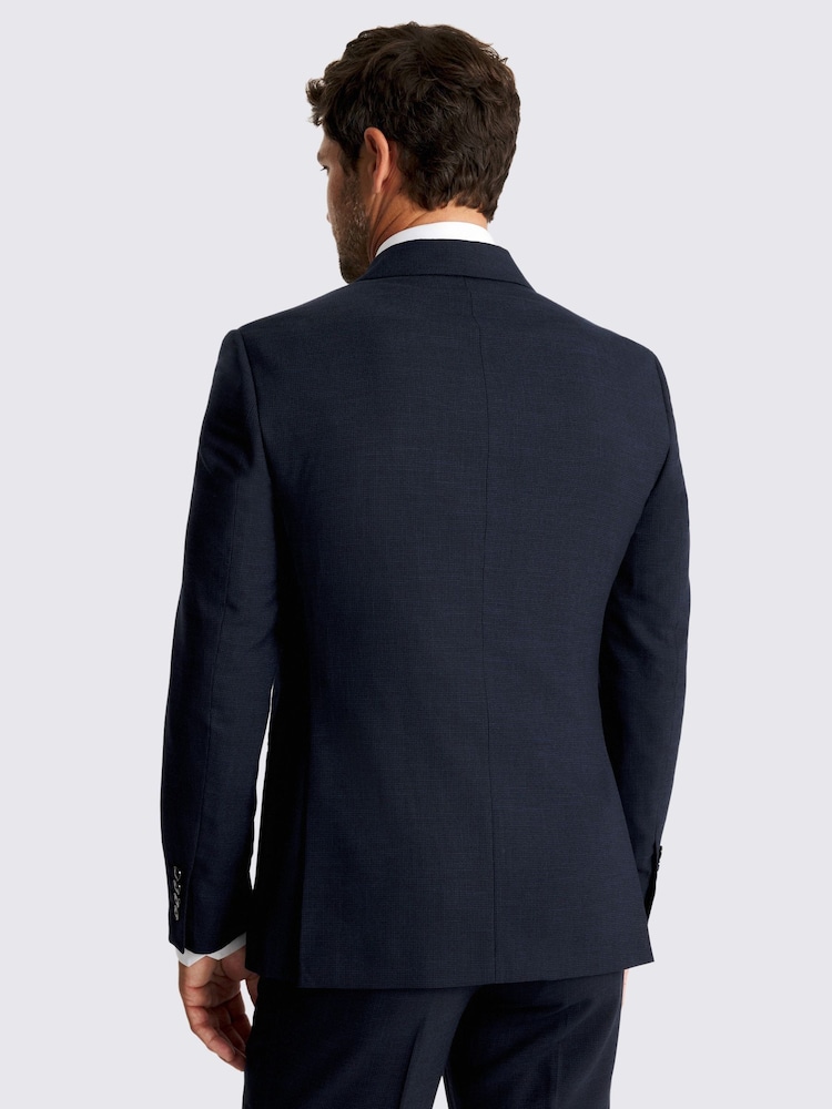 MOSS Slim Fit Navy Blue Puppytooth Jacket - Image 4 of 4