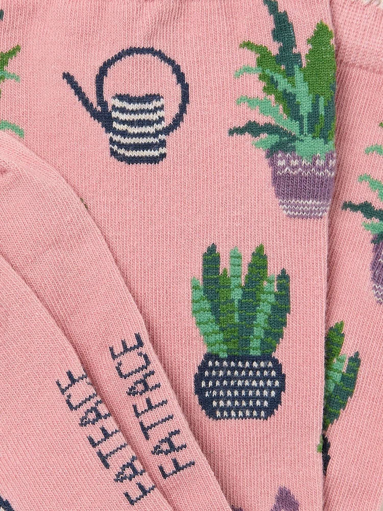 FatFace Pink Houseplant Socks - Image 2 of 2 FatFace Pink Houseplant Socks - Image 2 of 2