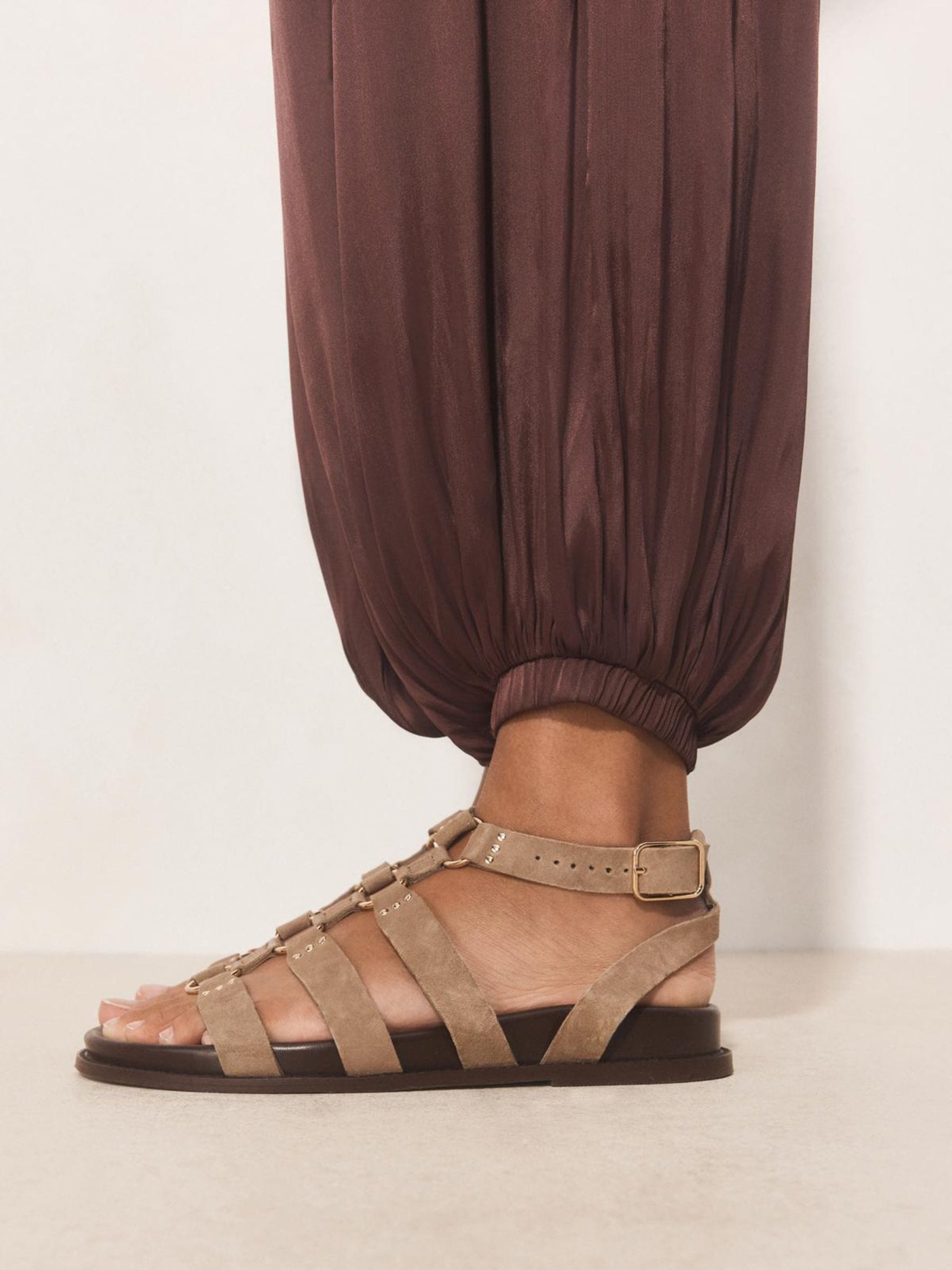 Buy Neutral Suede Standard Fit Forever Comfort® Gladiator Hardware