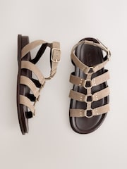 ស្រោមជើង Neutral - Forever Comfort® Gladiator Hardware Footbed Sandals - រូបភាព 7 នៃ 8