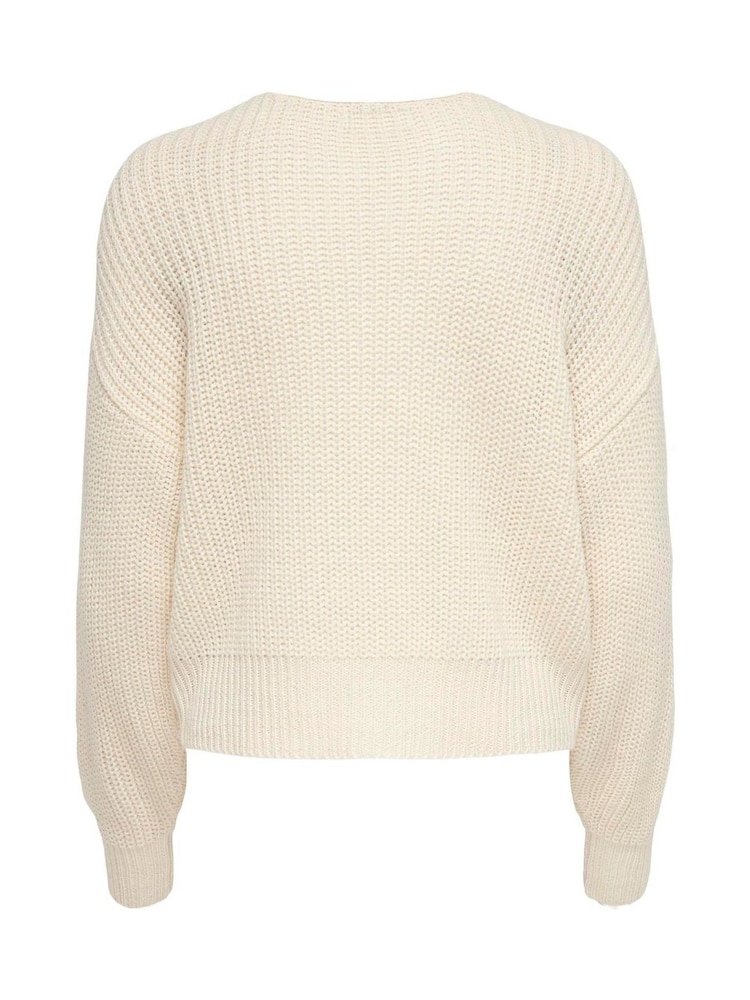 JDY Cream Button Down Knitted Cardigan - Image 6 of 6