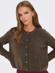 JDY Brown Knitted Button Down Short Cardigan - Image 4 of 6