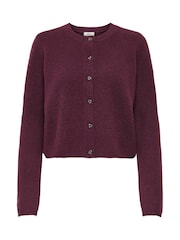 JDY Purple Knitted Button Down Short Cardigan - Image 1 of 5