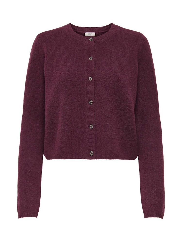 JDY Purple Knitted Button Down Short Cardigan - Image 1 of 5