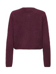 JDY Purple Knitted Button Down Short Cardigan - Image 2 of 5