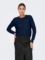JDY Blue Knitted Button Down Short Cardigan - Image 1 of 4