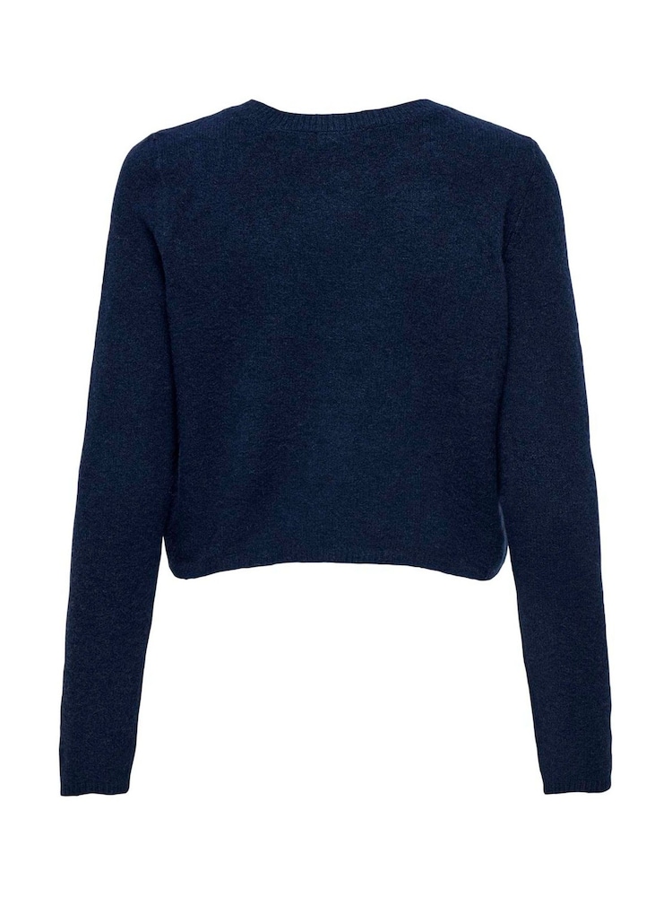 JDY Blue Knitted Button Down Short Cardigan - Image 4 of 4