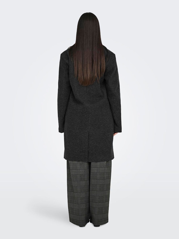 JDY Black Belted Longline Coat - Image 2 of 6 JDY Black Belted Longline Coat - Image 2 of 6