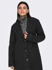 JDY Black Belted Longline Coat - Image 3 of 6
