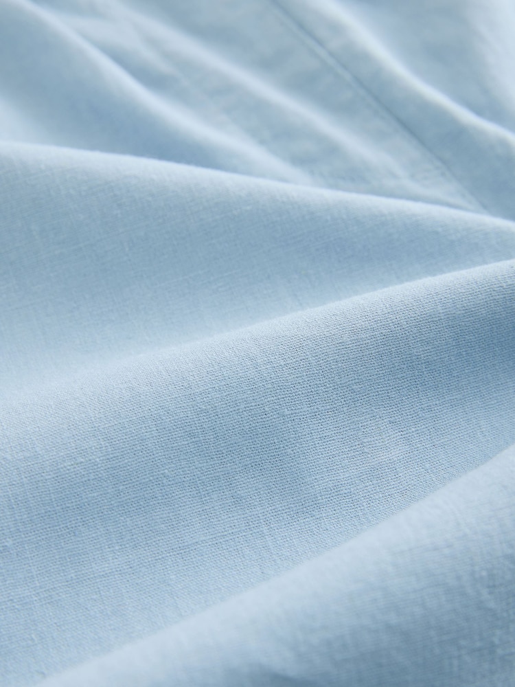 Blue Stretch Linen Blend Knee Shorts - Image 2 of 3