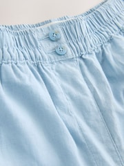 Blue Stretch Linen Blend Knee Shorts - Image 3 of 3